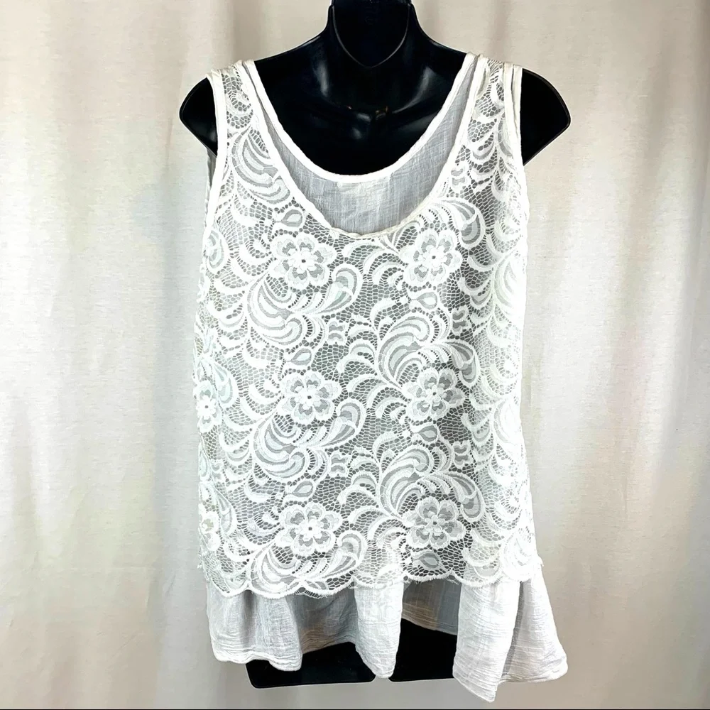 Studio West Apparel lace overlay Tunic tank , size M - Picture 3 of 5